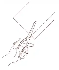 Une bande de papier d'environ un centimètre de large découpée aux ciseaux.